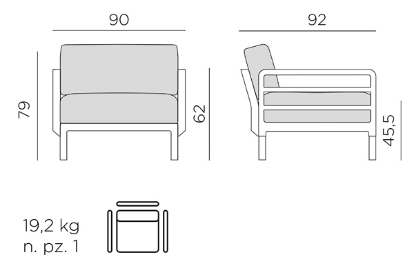 Sofa modułowa Nardi Maximo 5 Terra + Canella Sunbrella Maximo5_rozmiar2