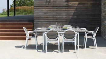 Zestaw mebli Nardi Stół Alloro 140 i 8 krzeseł Palma Bianco Tortora