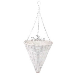 Kosz wiszący stożek na kwiaty biały