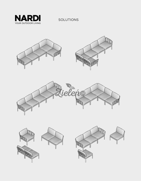 Sofa modułowa Nardi Komodo 5 Tortora acrilico Giungla Sunbrella
