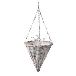 Kosz wiszący stożek na kwiaty szary