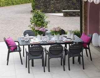 Zestaw mebli Nardi Stół Alloro 140 i 8 krzeseł Palma Antracite