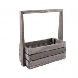 Duży koszyk drewniany szary